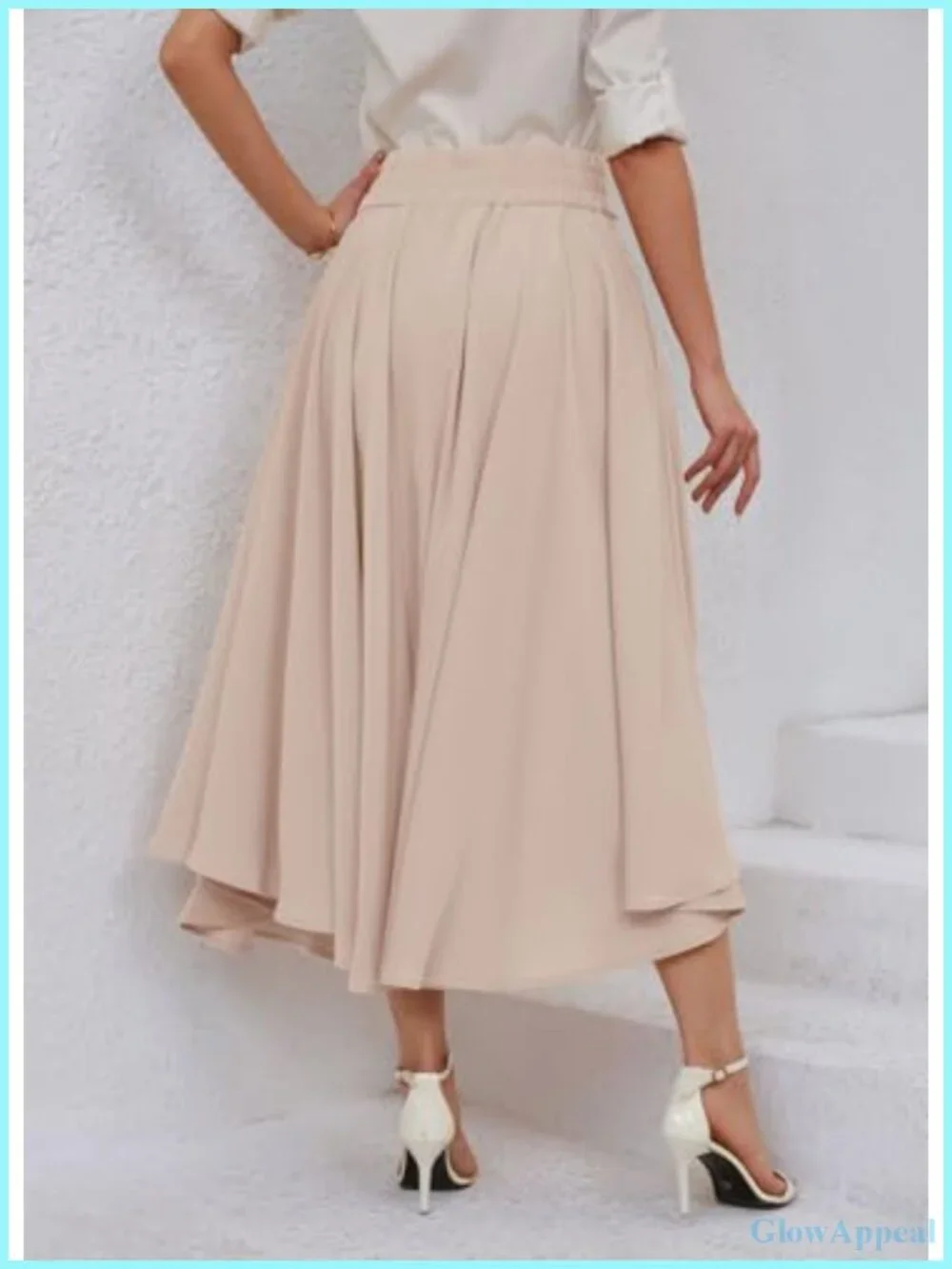 Elegant High Waisted Side Slit Bohemian Maxi Skirt with Pockets, Polyester Blend